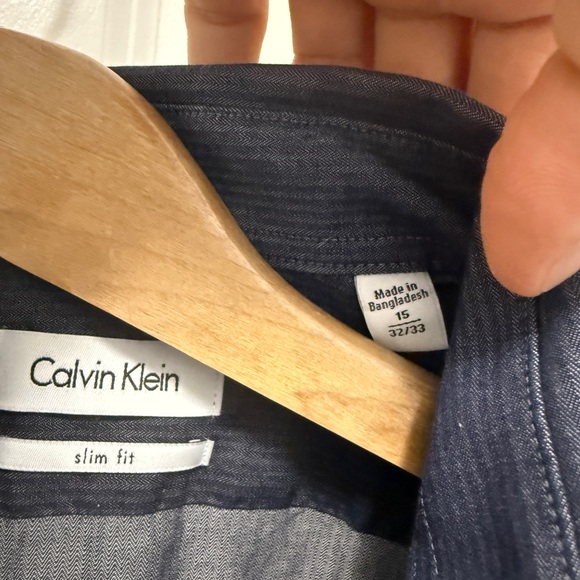 Calvin Klein Navy Casual Button-Down Shirt - Picture 3 of 4